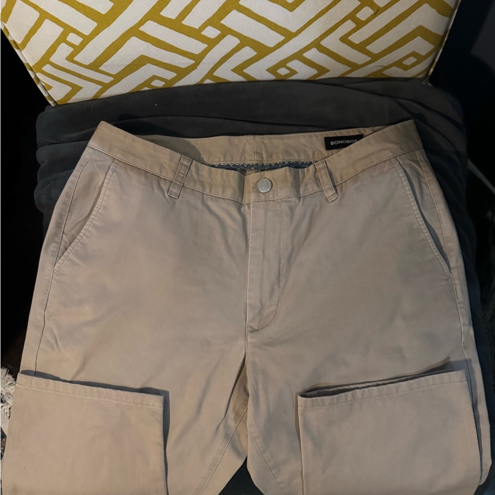 EUC Bonobos Mens Khaki flat pocket sz 34/30, from a non-smoking home.